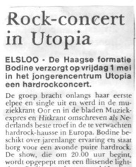 1981-05-01 Bodine Utopia Elsloo concert announcement 2 (NL)